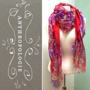NEW ANTHROPOLOGIE Red Floral Scarf